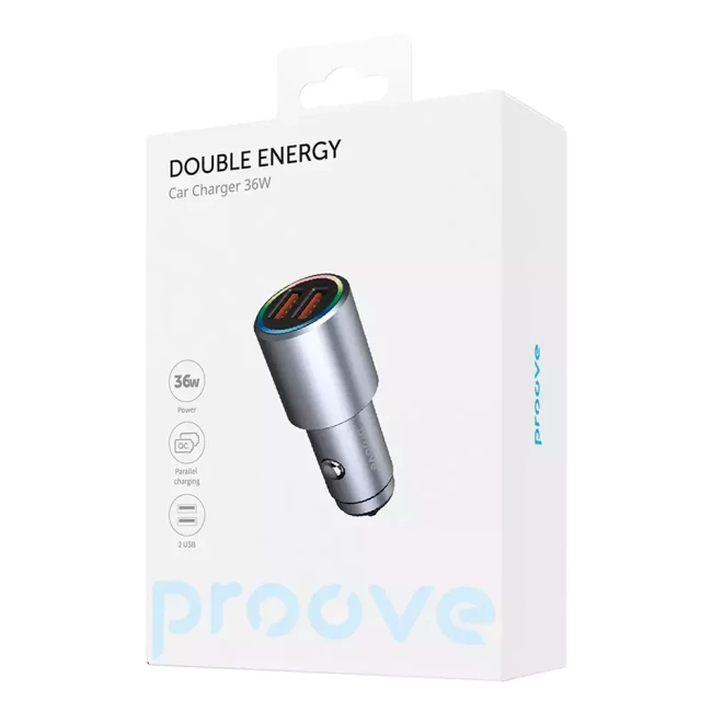 Автомобильное зарядное устройство Proove Double Energy 36W Metal Gray (295615) (488580092)