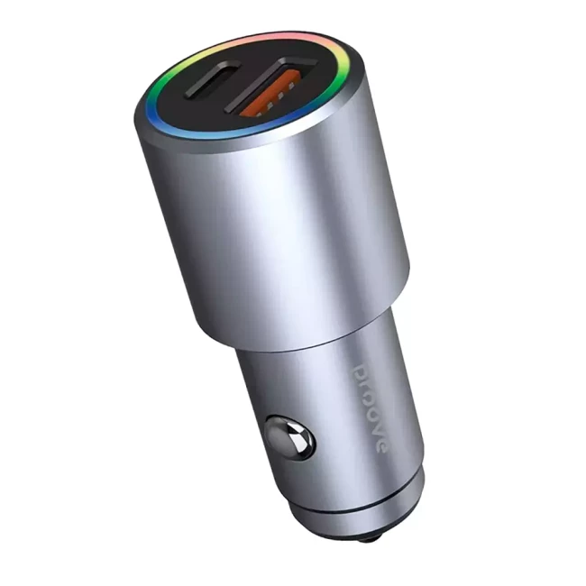 Автомобільний зарядний пристрій Proove Double Energy Plus 53W Metal Gray (295622) (488590092)