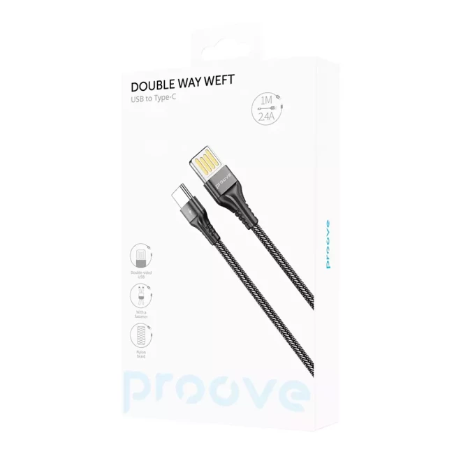 Кабель Proove Double Way Weft Type-C 2.4A 1м Black (400354) (504950001)