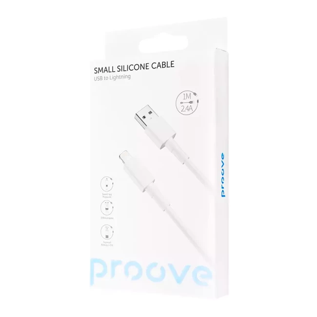 Кабель Proove Small Silicone Lightning 2.4A 1м White (472864) (349160003)