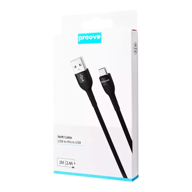 Кабель Proove Weft Micro USB 2.4A 1м Black (472918) (349210001)