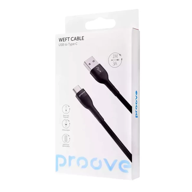 Кабель Proove Weft Type-C 3A 1м Black (472925) (349220001)
