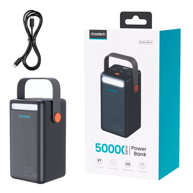 Внешний аккумулятор Choetech PD+QC 65W 50000mAh (B664)