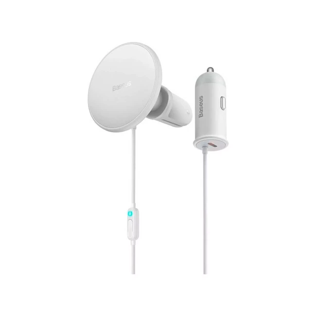 Автомобильное зарядное устройство Baseus CW01 Magnetic Wireless 40W белый (SUCX040102)