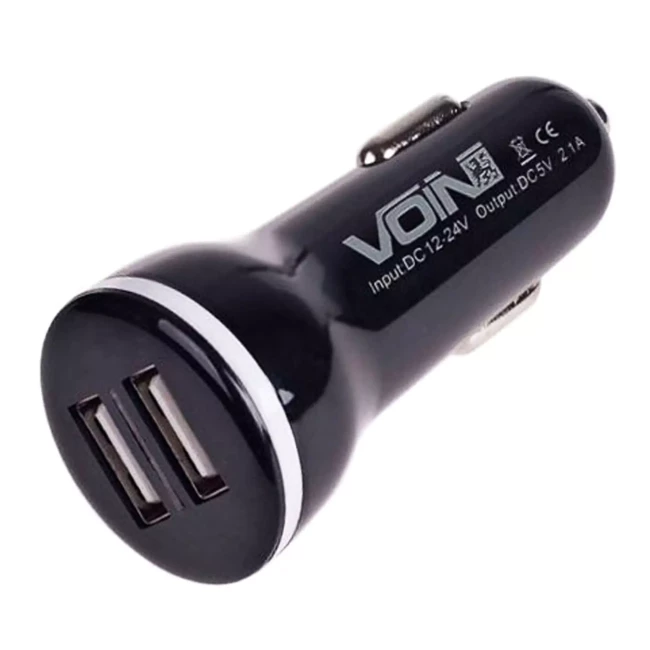 Автомобильное зарядное устройство VOIN C-2023BK 2USB (12/24V - 5V 2,1A) (C-2023BK (200))