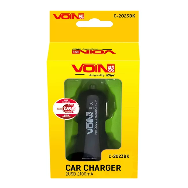 Автомобильное зарядное устройство VOIN C-2023BK 2USB (12/24V - 5V 2,1A) (C-2023BK (200))