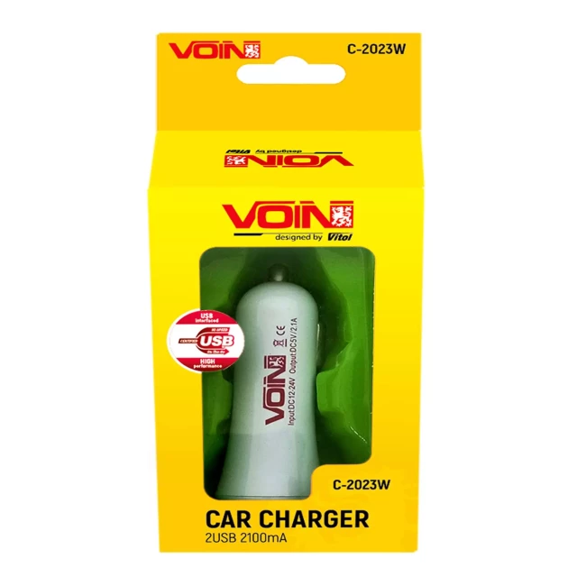 Автомобільний зарядний пристрій VOIN C-2023W 2USB (12/24V - 5V 2,1A) (C-2023W (200))