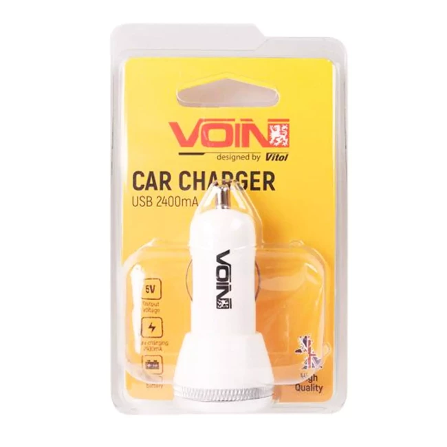 Автомобильное зарядное устройство VOIN C-2402W 2USB (12/24V - 5V 2,4A) (C-2402W (180))