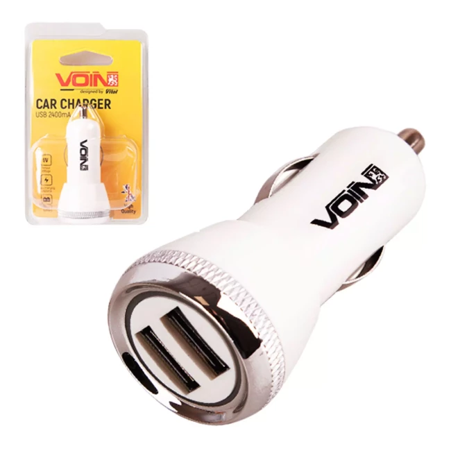 Автомобильное зарядное устройство VOIN C-2402W 2USB (12/24V - 5V 2,4A) (C-2402W (180))
