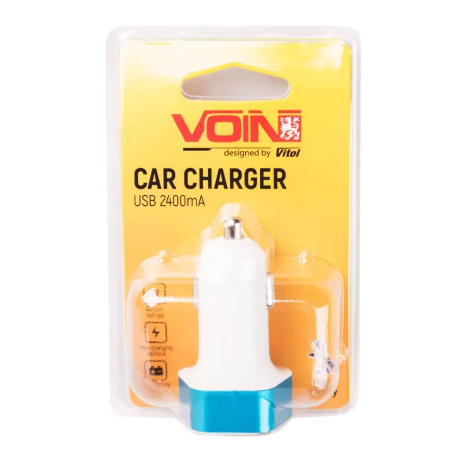 Автомобильное зарядное устройство VOIN C-2406 2USB (12/24V - 5V 2,4A) + вольтметр (C-2406 (180))