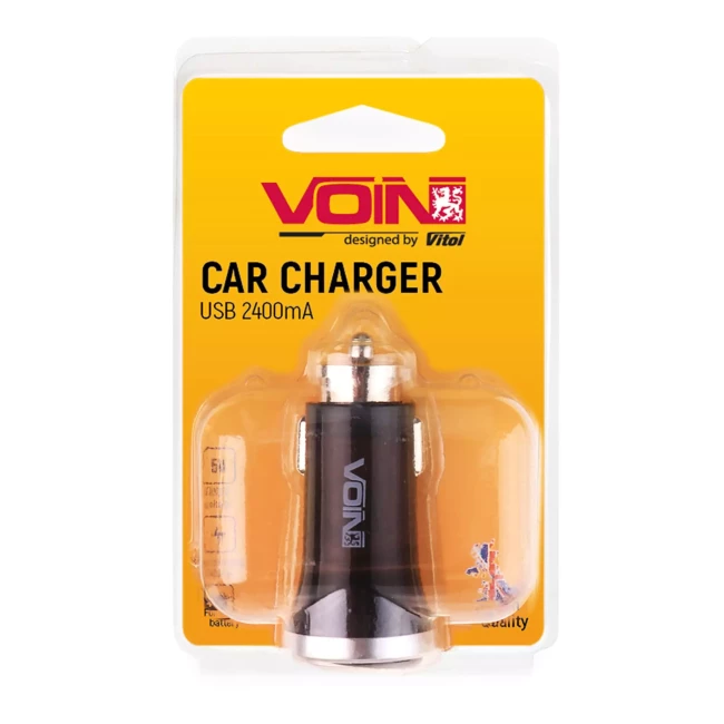 Автомобильное зарядное устройство VOIN C-2411BK 2USB (12/24V - 5V 2,4A) (C-2411BK (180))