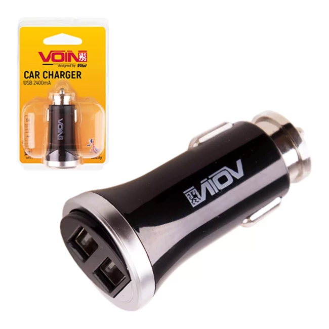 Автомобильное зарядное устройство VOIN C-2411BK 2USB (12/24V - 5V 2,4A) (C-2411BK (180))