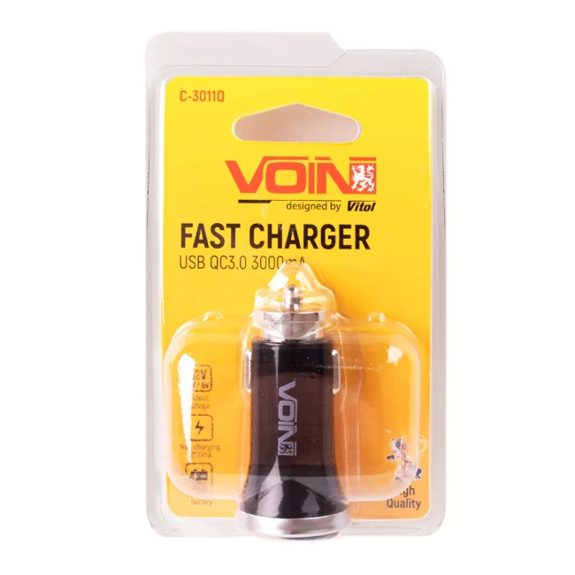 Автомобильное зарядное устройство VOIN C-3011Q 1USB (12/24V - 5V 3A, 9V 2A, 12V 1.5A) QC3.0 (C-3011Q (180))