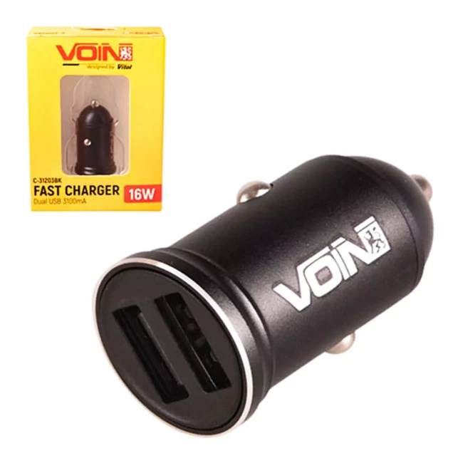 Автомобильное зарядное устройство VOIN C-31203BK, 2USB (12/24V - 5V 3,1A) (C-31203BK (233))
