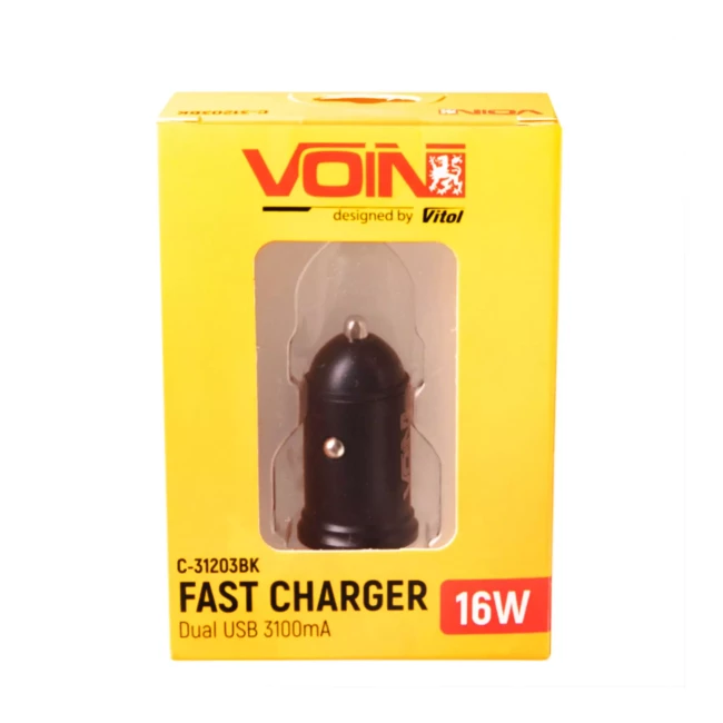 Автомобильное зарядное устройство VOIN C-31203BK, 2USB (12/24V - 5V 3,1A) (C-31203BK (233))
