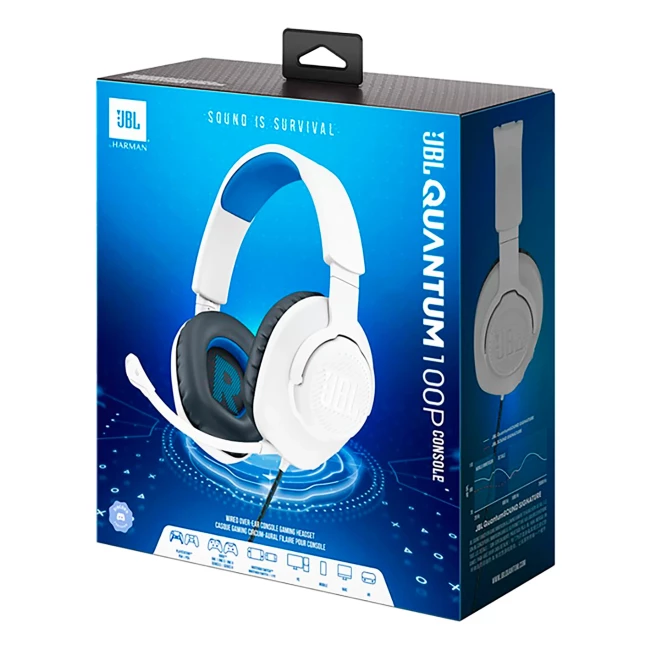 Навушники JBL Quantum 100P White/Blue (JBLQ100PWHTBLU)