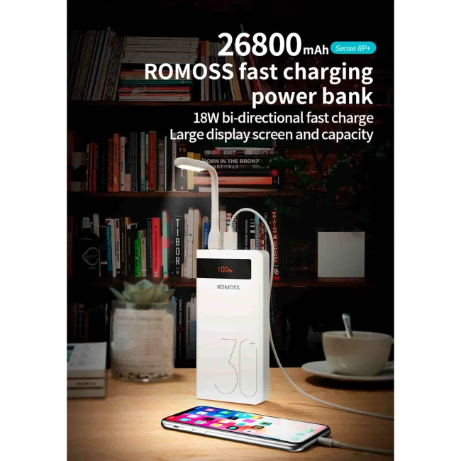 Внешний аккумулятор Romoss Sense8P+ 30000mah белый (PHP30-515-1134)