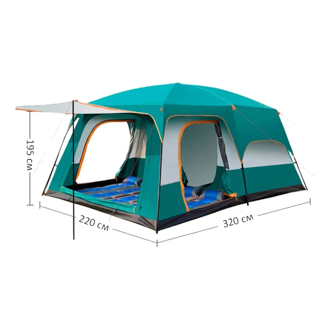 Палатка Axxis DrunkCarp 3-х местная с тамбуром и тентом 320х220х195 см зеленая (ax-1219)