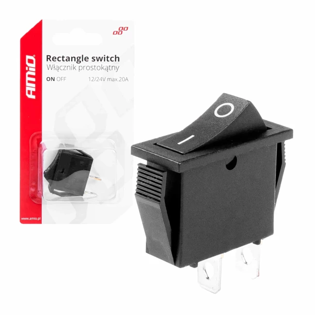 Вимикач прямокутний AMiO 12V/24V (03081/030813)