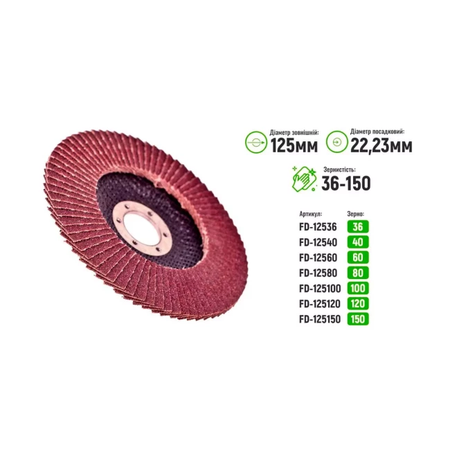 Круг лепестковый торцевой Alloid 125 мм, зерно  36 (FD-12536)