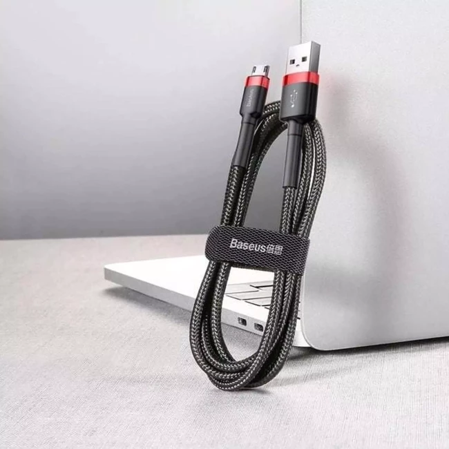 Кабель Baseus Cafule USB Micro 1м чорно-червоний