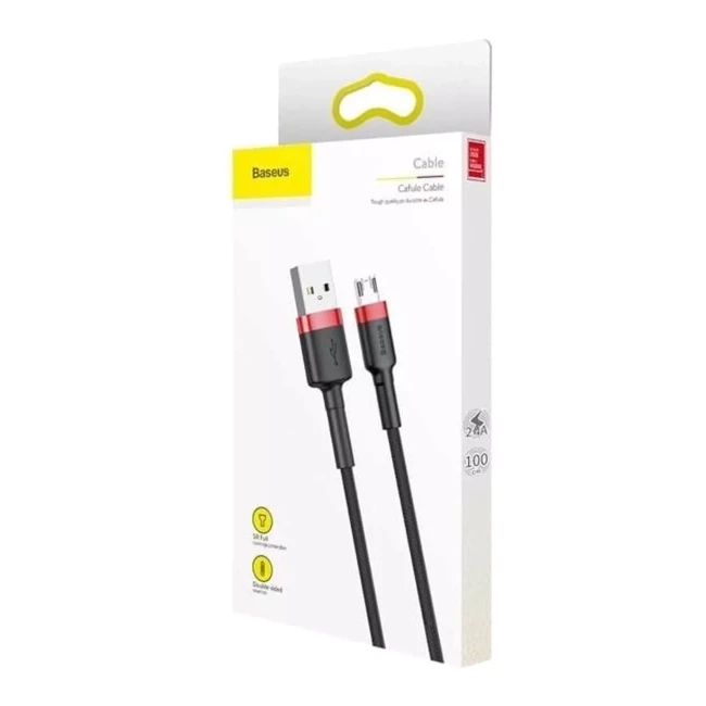 Кабель Baseus Cafule USB Micro 1м чорно-червоний