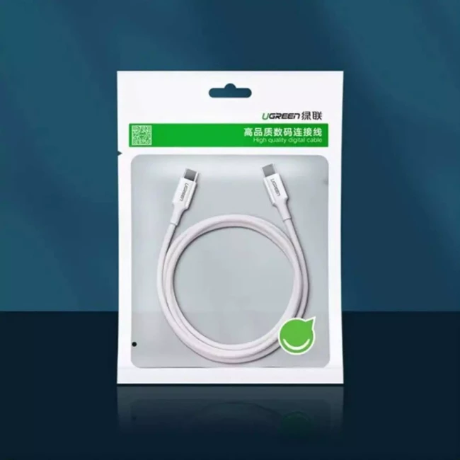 Кабель UGREEN US264 Type-C toType-C 60W 3A 1м білий