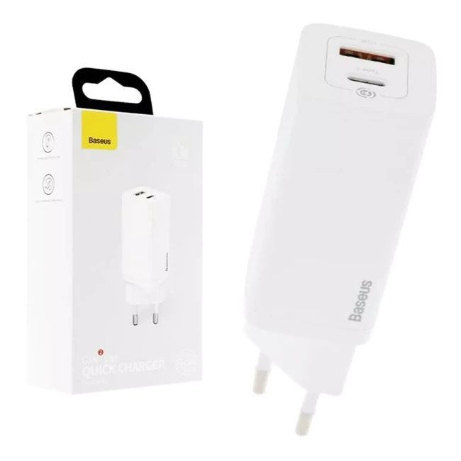 Зарядное устройство Baseus GaN2 Lite QC C+U 65W белый (CCGAN2L-B02)