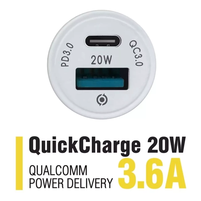 Автомобильное зарядное устройство Piko 20W USB + Type-C белый (CC-302QP)