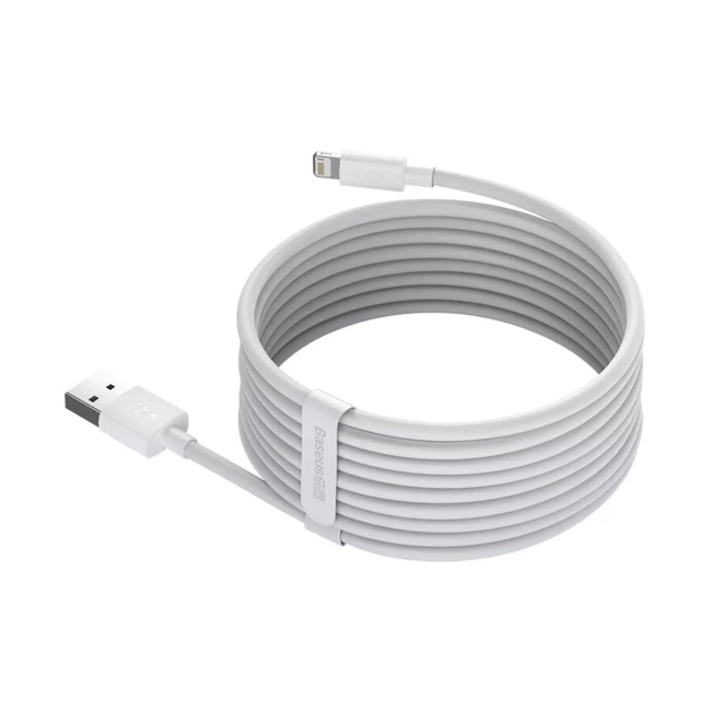 Кабель Baseus USB to Lightning 2.4A білий 1.5m 2 шт (TZCALZJ-02)