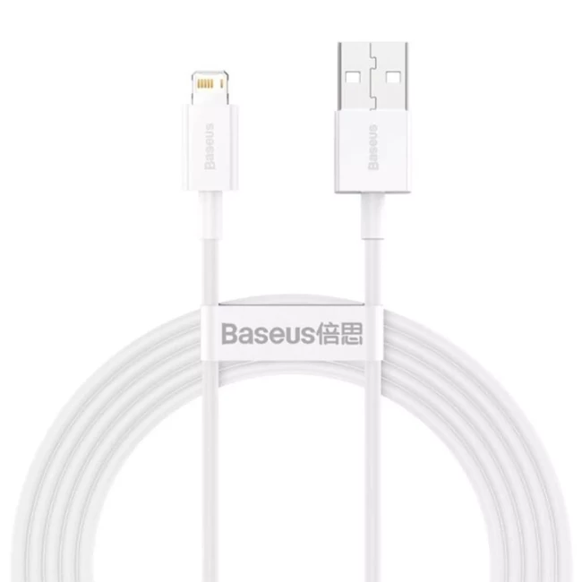 Кабель Baseus USB to Lightning 2.4A 2m белый (CALYS-C02)