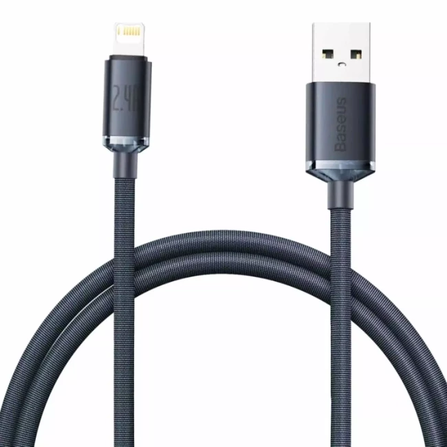 Кабель Baseus USB to Lightning 2.4A 2m чорний (CAJY000101) Кабель Baseus USB to Lightning 2.4A 2m чорний (CAJY000101)