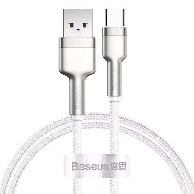 Кабель Baseus USB to Type-C 66W 1m белый (CAKF000102) Кабель Baseus USB to Type-C 66W 1m белый (CAKF000102)