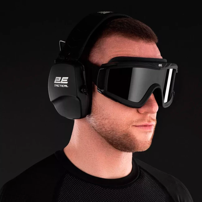 Тактические защитные наушники 2E Defence Black NRR 25 dB пассивные (2E-TPE016BK)
