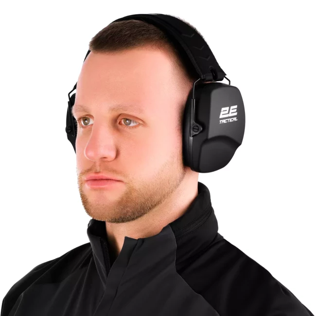 Тактические защитные наушники 2E Defence Black NRR 25 dB пассивные (2E-TPE016BK)