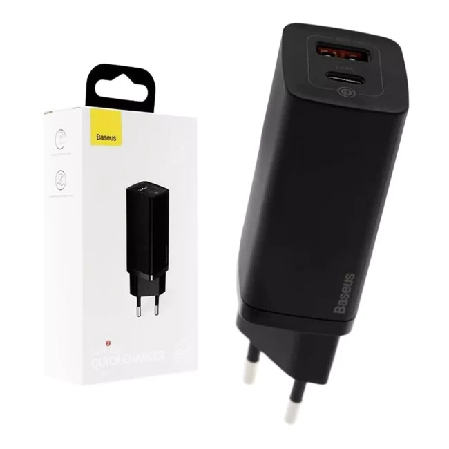 Зарядний пристрій Baseus GaN2 Lite QC C+U 65W синій (CCGAN2L-B01)