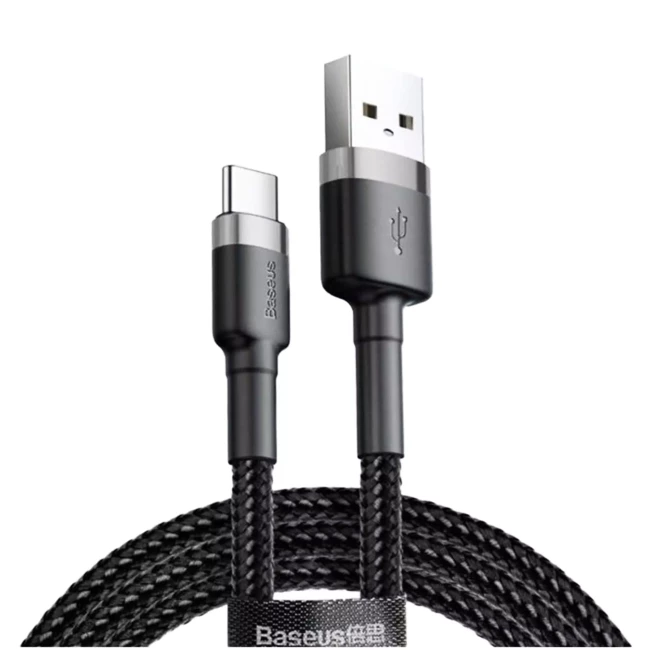 Кабель Baseus Cafule USB to Type-C 2A 2m серо-черный (CATKLF-CG1)