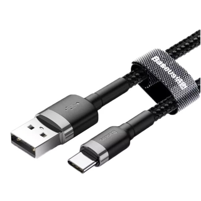 Кабель Baseus Cafule USB to Type-C 2A 2m серо-черный (CATKLF-CG1)
