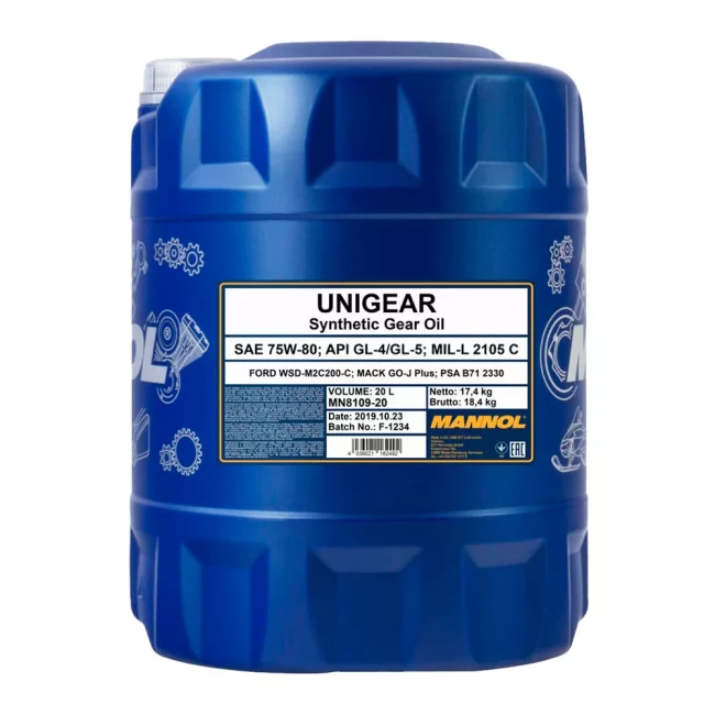 Трансмісійна олива MANNOL UNIGear SAE 75W-80 20л (MN8109-20)