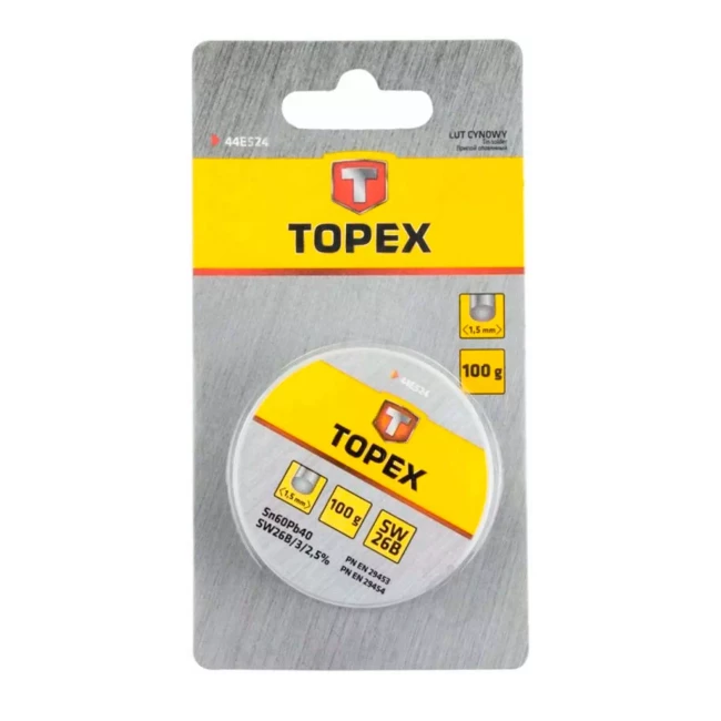Припой TOPEX оловянный 60% Sn проволока 1.5 мм 100 г (44E524)