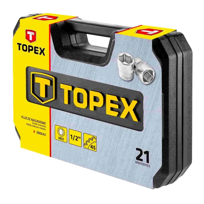 Головки сменные TOPEX 1/2" CrV, 21 шт. (38D642)