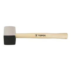 Киянка резиновая TOPEX 450 г, черно-белая резина, деревянная рукоятка (02A354)