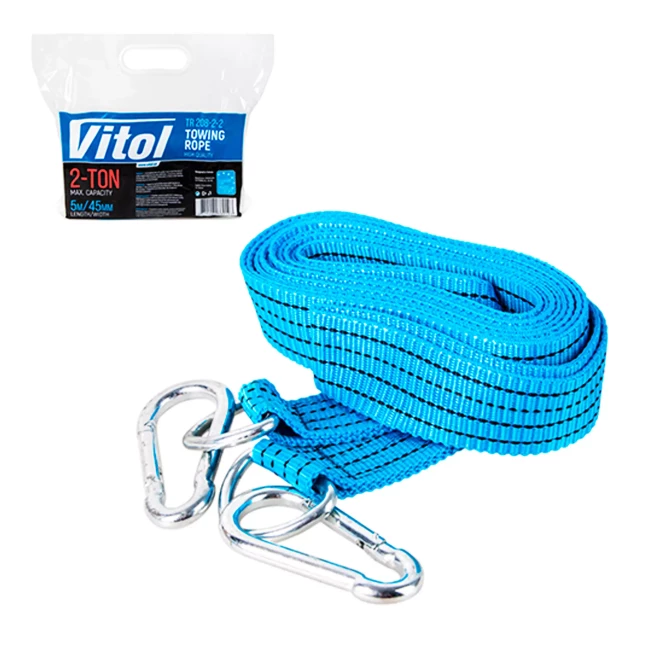 Трос буксировочный Vitol ST215B 45мм х 5.0 м 2 т синий (ТР-208-2-2)
