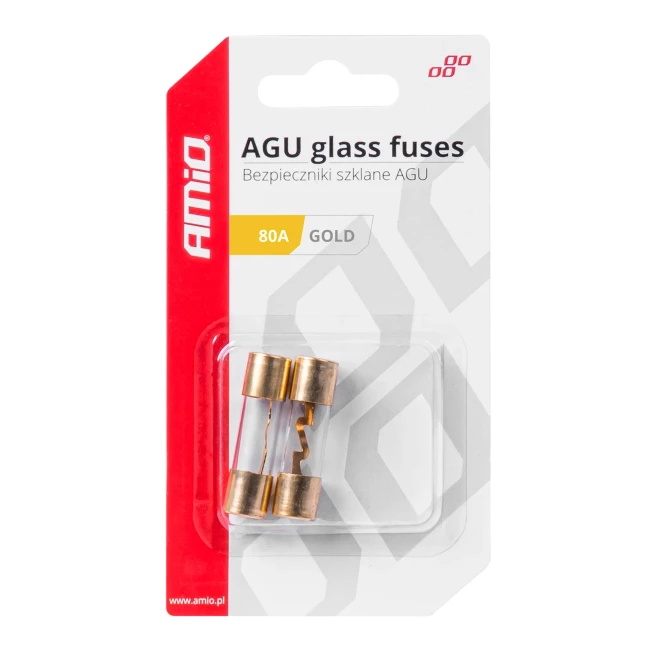 Запобіжники скляні AMiO AGU 2шт. 80А (03488/034880)