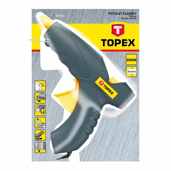 Пистолет клеевой электрический TOPEX, 11 мм, 200 Вт (42E522)