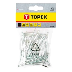 Заклепки TOPEX алюминиевые 3.2 мм x 10 мм, 50 шт.*1 уп. (43E302)