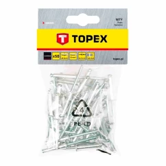 Заклепки TOPEX алюмінієві 4 мм x 8 мм, 50 шт.*1 уп. (43E401)