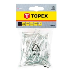 Заклепки TOPEX алюмінієві 4.8 мм х 10 мм, 50 шт.*1 уп. (43E502)