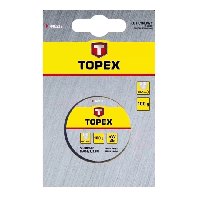 Припой TOPEX оловянный 60%Sn, проволока 0.7 мм,100 г (44E512)