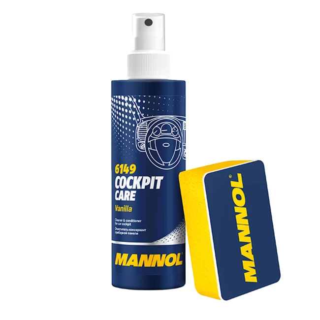 Поліроль для пластику MANNOL Cockpit Care Vanilla + губка, серветка 250мл (6149)